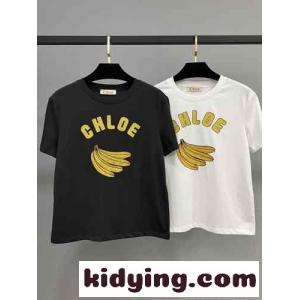 クロエ Tシャツ スーパーコピー シンプル ロゴ入り 半袖Tシャツ クルーネックkid26biCCGr