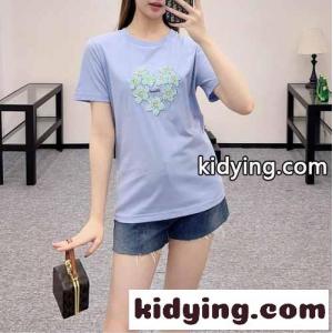 シンプル コットン 半袖Tシャツ シャネル コピー Tシャツ スーパーコピー ライトパープルkid26z89rqy