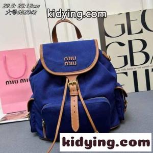 キャンバスxレザー バックパック ミュウミュウ スーパーコピー バッグ コピー ブルーkid26qimymq