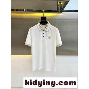 カジュアル コットンピケ 半袖ポロシャツ ヴェルサーチ コピーェ Tシャツ コピー ホワイトkid269HLjGz