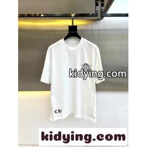 シンプル プリント ゆったり 半袖Tシャツ クロムハーツ コピー Tシャツ コピー コットン ホワイトkid26ju819b