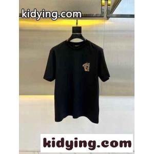 シンプル クルーネック 半袖Tシャツ ヴェルサーチ コピーェ Tシャツ コピー ブラックkid26eOfuay