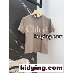 シンプル ロゴ入り コットン半袖Tシャツ クロエ Tシャツ スーパーコピー レディースkid26CeSfiq