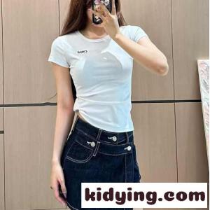 シンプル コンパクト コットン 半袖Tシャツ クロエ Tシャツ スーパーコピー ホワイトkid265niGDm