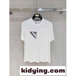 シンプル ロゴ入り クルーネック 半袖Tシャツ アルマーニ コピー Tシャツ コピー ホワイトkid26yCu0Hb