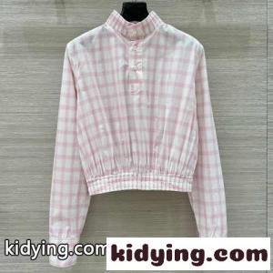 カジュアル チェック柄ブラウス ロエベ コピー シャツ コピー コットン トップスkid26DimGDi