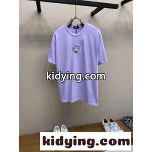 シンプル コットン 半袖Tシャツ ヴェルサーチ スーパーコピーェ Tシャツ コピー クルーネック パープルkid26ryaCSn