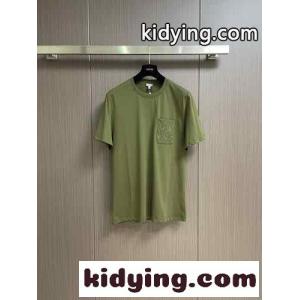カジュアル おしゃれ クルーネック 半袖Tシャツ ロエベ スーパーコピー Tシャツ コピー コットン グリーンkid26O9bG5n
