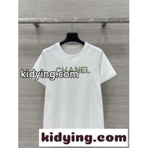 シンプル ロゴ入り コットン 半袖Tシャツ シャネル コピー Tシャツ コピー クルーネックkid26ymqeGj