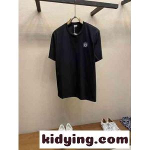 ロエベ コピーブランド Tシャツ コピー シンプル アナグラム コットンブレンドTシャツ 半袖トップス ブラックkid26ay4L9v