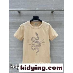 コットンジャージー ベビーフィット ロゴTシャツ クロエ Tシャツ スーパーコピー ベージュkid261LrKre