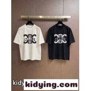 目を引く ロゴプリント クルーネック 半袖Tシャツ セリーヌ ブランド コピー Tシャツ コピー コットンkid26bauy8r