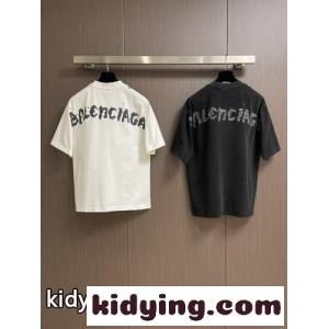 ユニセックス カジュアル ロゴ 半袖Tシャツ バレンシアガ コピー Tシャツ コピーkid26HLvSHz
