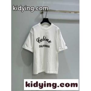 ユニセックス ゆったり 半袖Tシャツ セリーヌ ブランド コピー Tシャツ コピー クルーネック ホワイトkid264D8n8z
