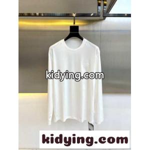 シンプル クルーネック 長袖Tシャツ プラダ スーパーコピー Tシャツ コピー メンズ ホワイトkid26z8PPny