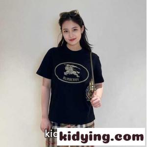 バーバリー コピーブランド ナイトスタンプ コットンTシャツ スーパーコピー ブラックkid26H9DaOn