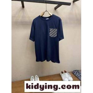 おしゃれ コットンジャージー 半袖Tシャツ クリスチャン・ディオール コピーブランド Tシャツ コピー ネイビーkid26bSHf4j