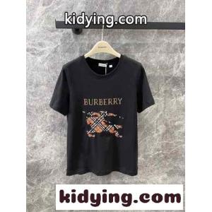 バーバリー ブランド コピー クロスステッチ EKD​ コットンTシャツ スーパーコピー ブラックkid261nyWvu