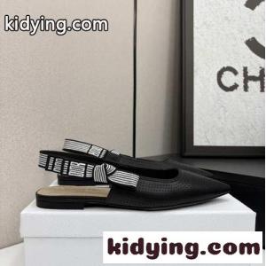 人気 新作 dior ブランド コピー Toujours スリングバックフラット スーパーコピー ブラックkid26nGLD4D