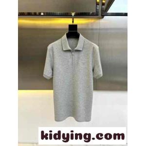 ハーフジップ 半袖 ポロシャツ プラダ ブランド コピー Tシャツ コピー シルケットコットン グレーkid2649DG1z