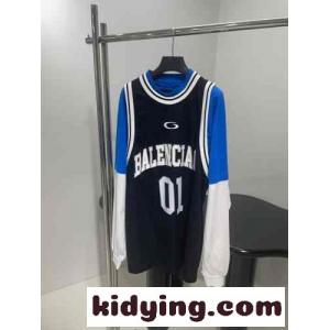 バレンシアガ コピー BASKETBALL SERIES レイヤード ロングスリーブ Tシャツ コピー ブルーkid26v0THPb
