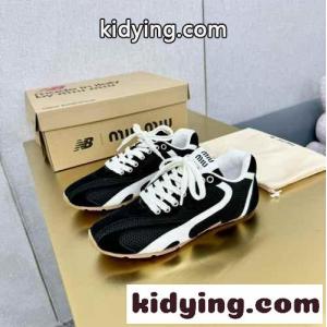 大人気 miu miu コピー x New Balance メッシュ＆レザー ローカットスニーカー スーパーコピー ブラックkid26r05rSz
