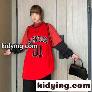 バレンシアガ コピー BASKETBALL SERIES レイヤード ロングスリーブ Tシャツ コピー レッドkid26ayaKju