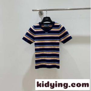 ストライプド コットン ショートスリーブ セーター プラダ スーパーコピー ニット コピー レディースkid26aa8Lfi
