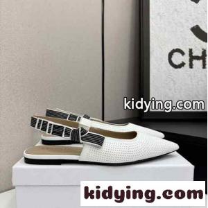 人気 新作 dior ブランド コピー Toujours スリングバックフラット スーパーコピー ホワイトkid26Pbie8b