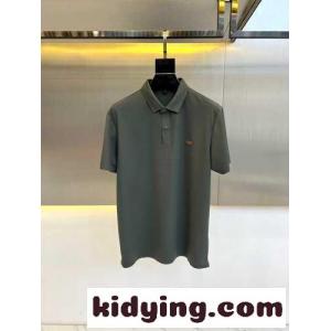 シンプル カジュアル 半袖 ポロシャツ エルメネジルド・ゼニア 半袖Tシャツ コピー ダークグリーンkid26SXT1fi
