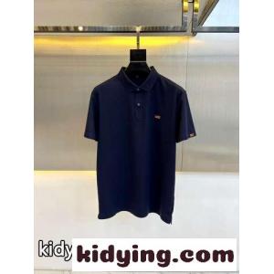 シンプル カジュアル 半袖 ポロシャツ エルメネジルド・ゼニア 半袖Tシャツ コピー ダークブルーkid26fiSnyC
