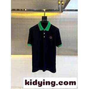 洗練された カジュアル コットンピケ ポロシャツ グッチ コピー Tシャツ コピー ブラックkid26qyi4zC
