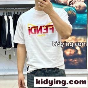 カジュアル 合わせやすい ロゴ入り 半袖Tシャツ フェンディ コピーブランド Tシャツ コピー ホワイトkid26S5j0va