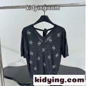クロップド丈 半袖 Vネック セーター フェンディ スーパーコピー ニット コピー グレーkid26mmSbau