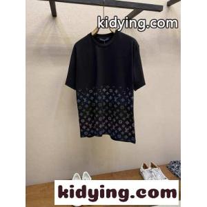 ルイ・ヴィトン Tシャツ コピー モノグラム グラディエント エンベリッシュド ショートスリーブクルーネック ブラックkid26HXP15r