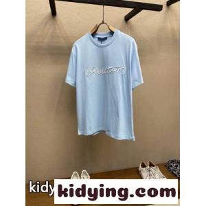 シンプル 刺繍入り コットン 半袖Tシャツ ルイ・ヴィトン Tシャツ コピー ブルーkid264T9rGv