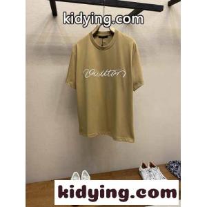 シンプル 刺繍入り コットン 半袖Tシャツ ルイ・ヴィトン Tシャツ コピー カーキkid26Kn0zKf