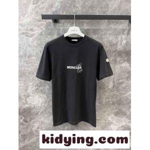 モンクレール コピーブランド Tシャツ コピー シンプル ロゴ入り コットン 半袖Tシャツ ユニセックス ブラックkid261Xv0Lf