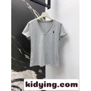 シンプル ロゴ刺繍 Vネック 半袖Tシャツ ラルフローレン Tシャツ コピー グレーkid26CCC45z