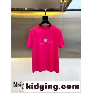 シンプル 刺繍入り ヴェルサーチ ブランド コピーェ Tシャツ コピー 半袖Tシャツ ピンクkid26KLf89f