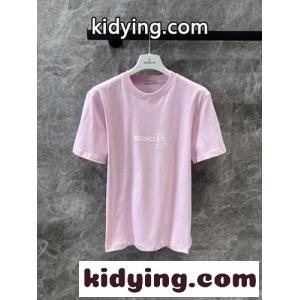 モンクレール コピー Tシャツ コピー シンプル ロゴ入り コットン 半袖Tシャツ ユニセックス ピンクkid26LTjGze