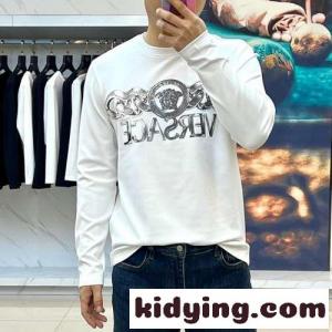 シンプル ロゴプリント ヴェルサーチ コピーェ Tシャツ コピー 長袖Tシャツ ホワイトkid26D4DGPn
