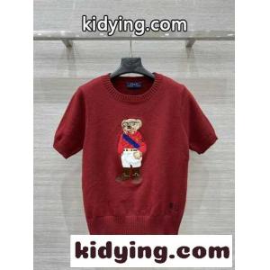 Polo ベア ウール クルーネック 半袖ニット ラルフローレン ニットウェア コピー レッドkid26GnGTzi