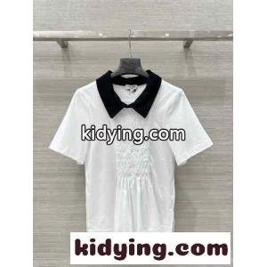 バイカラーの襟が上品♪可愛い シャネル ブランド コピー Tシャツ コピー 半袖 トップス ホワイトkid26GD4n4f