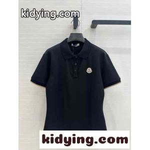 洗練された レディース 半袖ポロシャツ モンクレール ブランド コピー Tシャツ コピー ブラックkid261D4zqa
