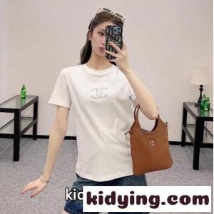 シンプル ロゴ入り シャネル スーパーコピー Tシャツ コピー コットン 半袖Tシャツ ホワイトkid26PfGfCy