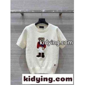 Polo ベア ウール クルーネック 半袖ニット ラルフローレン ニットウェア コピー ホワイトkid26GTXLnq