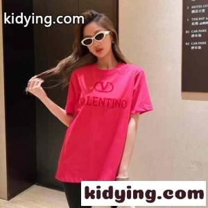 シンプル ロゴ コットン 半袖Tシャツ ヴァレンティノ ブランド コピー Tシャツ スーパーコピー ピンクkid26bKHXbi