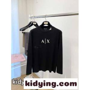 アルマーニ スーパーコピー Tシャツ コピー シンプル ロゴ入り 長袖Tシャツ ブラックkid26TTX1ja