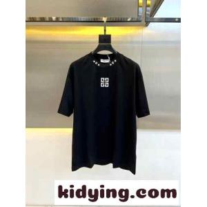 シンプル カジュアル クルーネック 半袖Tシャツ ジバンシィ コピーブランド Tシャツ 偽物 ブラックkid265Duimy
